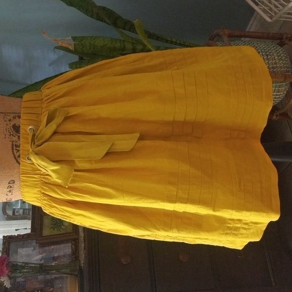 Anthropologie Odille Drawing Parallels Pleated Pocket Skirt in Marigold Yellow - Picture 10 of 14